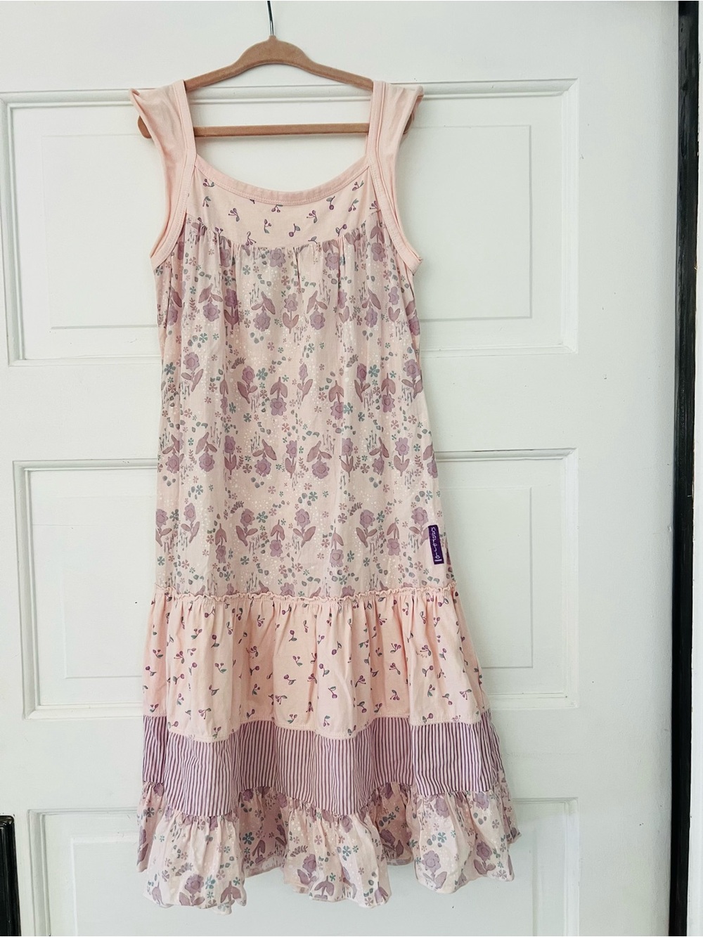 🩷💜🤍 Naartjie Girls XL 7 Pink Floral Tiered Cotton Boho Summer Dress